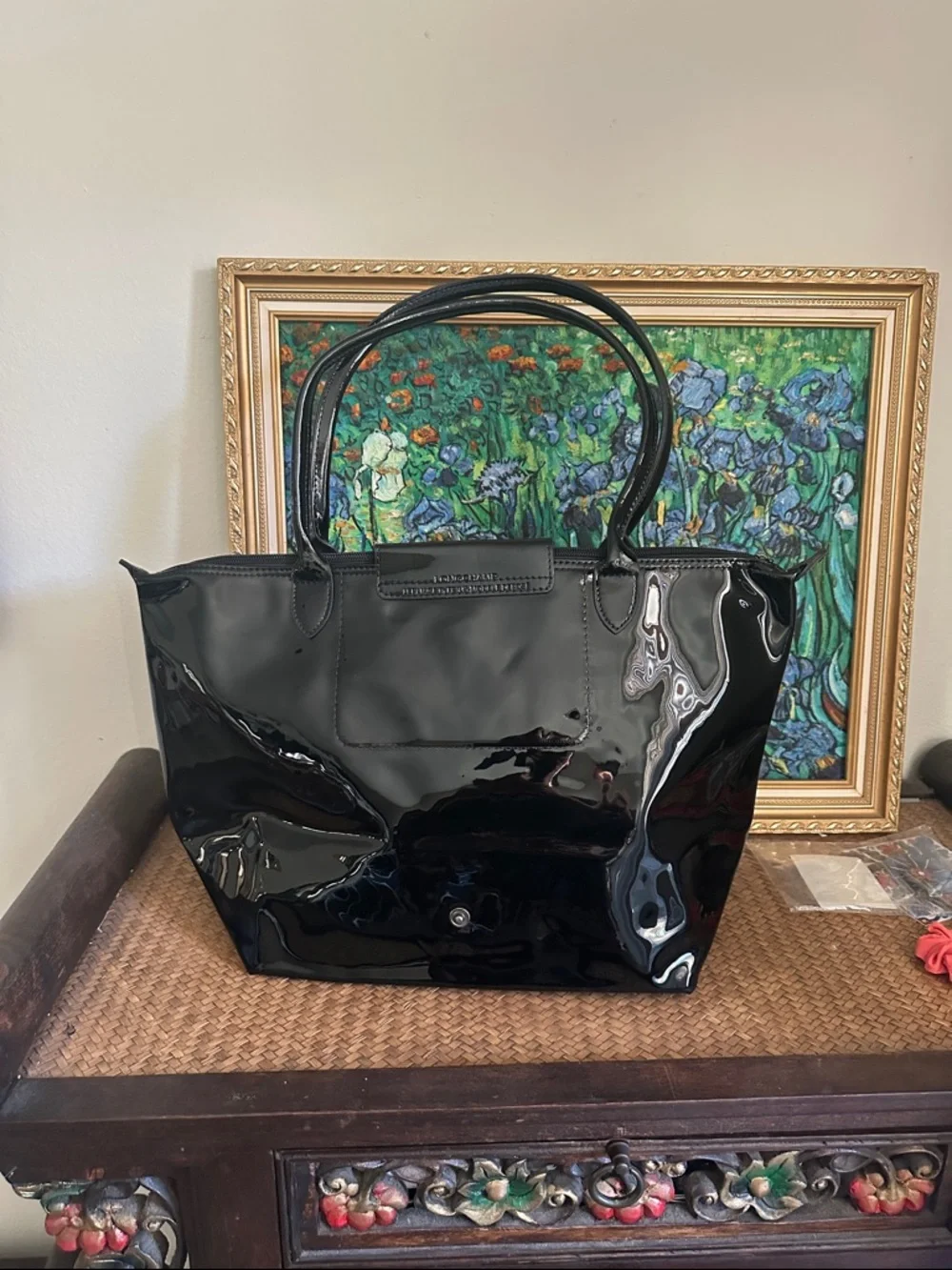 Longchamp Black Patent Le Pliage Tote - Picture 2 of 7